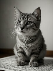 A children's cat coloring page, perfect for artistic activities.