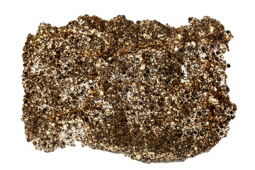 Golden glitter cosmetic body face hair gel serum soft oil texture or eye shadow on white background