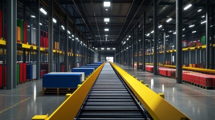 Fototapeta premium Conveyor Belt Warehouse.