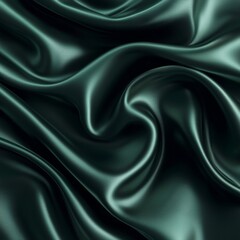 Obraz premium Smooth dark green satin fabric texture, elegant and luxurious appearance.