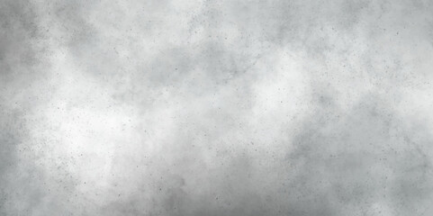 Abstract white and gray isolated cloud cumulus clouds. Gray aquarelle painted realistic fog or mist smoky textured canvas design. White and ash messy wall stucco texture background.