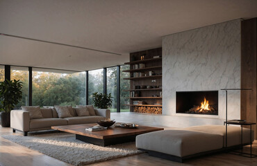 Fototapeta premium Fireplace in living room