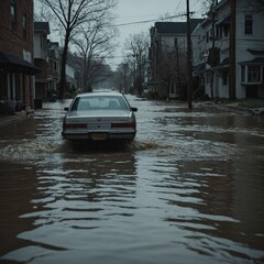 Catastrophic flooding in city streets as torrential downpour results in widespread water damage