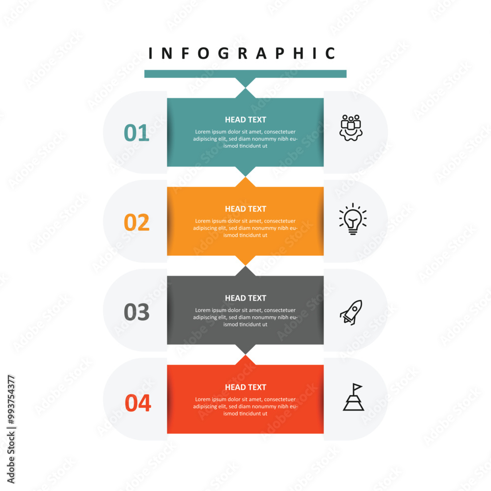 Poster 4 step vertical infographic template vector with icons
