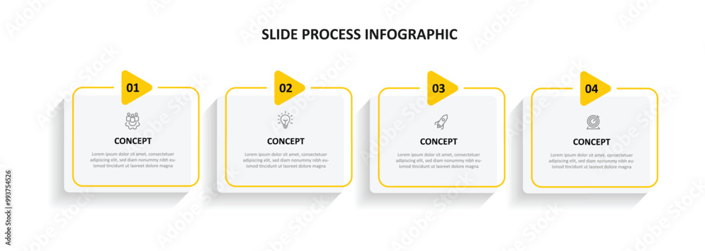 Fototapete infographic template vector element with 4 step columns and icons can be used for workflow, business information and web graphic presentation 