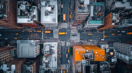 Aerial View of Vibrant Downtown with Diverse Land Use and High Density