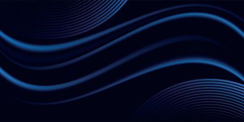 Abstract luxury glowing lines curved overlapping on dark blue background. Template premium award design. Vector illustration