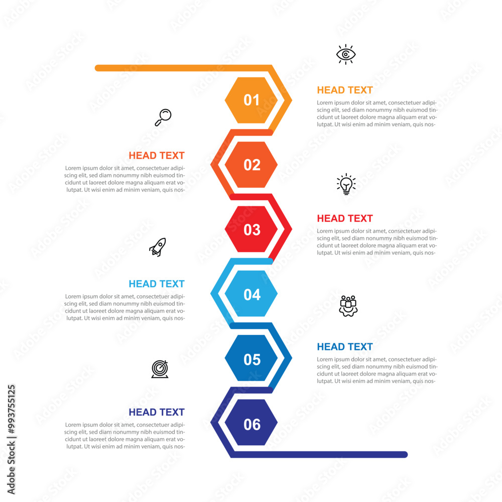 Poster 6 step vertical infographic template vector with icons