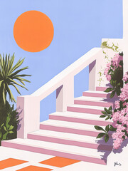 Poster Wall Art Acrylic Stylish Delicate Retro Shades California Nature Stylish Sunset Vacation Hotel Mental Health