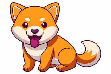 Shiba Inu puppy flat vector illustration. Cute Siba-inu dog vector minimalistic art stock illustration