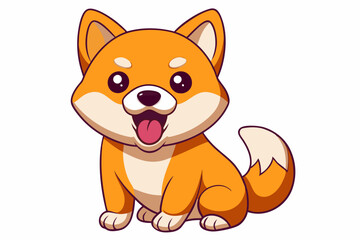 Shiba Inu puppy flat vector illustration. Cute Siba-inu dog vector minimalistic art stock illustration