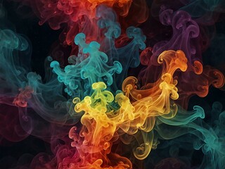 Abstract colorful smoke cloud, generative art.