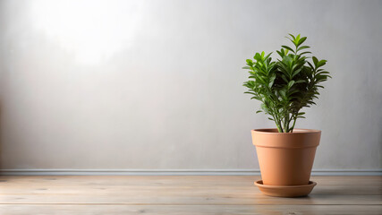Fototapeta premium Minimalist Potted Plant with Text Space. Perfect for: Earth Day, Gardening events, Home décor exhibitions
