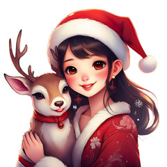 クリスマス　笑顔の女性