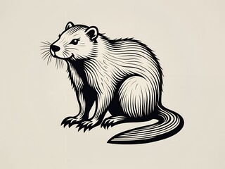 Fototapeta premium illustration of a black and white beaver