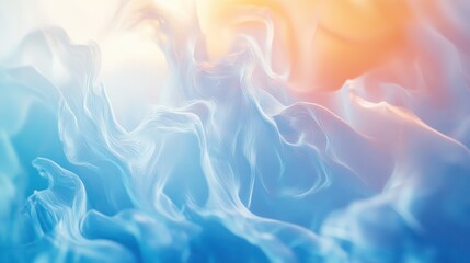 Obraz premium Abstract swirling colors in soft blue and orange hues, creating a dreamy, fluid effect.