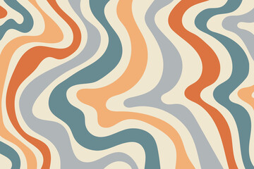 Groovy retro waves background. Hippie vintage vibes wavy swirl background in 60s, 70s style