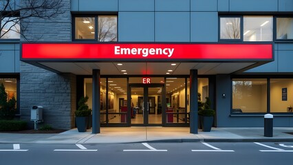 Naklejka premium Emergency healthcare unit in a hospital modern building entrance for patients with high risk