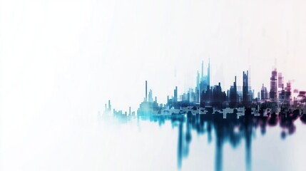 Obraz premium Abstract city skyline with a gradient effect, conveying a futuristic atmosphere.
