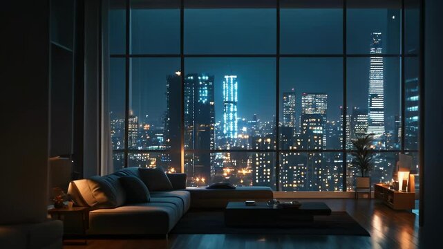 Nighttime City View from Luxury Apartment