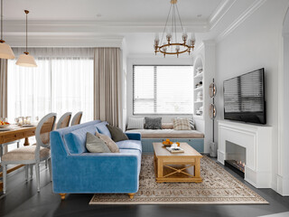 3d render apartment interior living room
