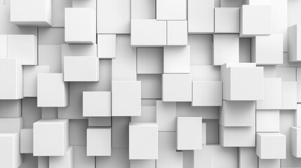 Obraz premium A textured wall composed of various white cubes in a 3D arrangement.