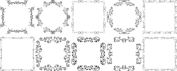 Obraz premium Set of elegant vintage vector frames with ornate borders and decorative flourishes, perfect for wedding invitations, greeting cards, certificates, decorative labels, and retro-inspired design projects