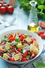 Panzanella salad, traditional dish of Italian cuisine