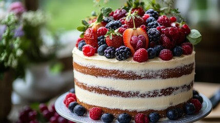 Naked Cake with Berries.