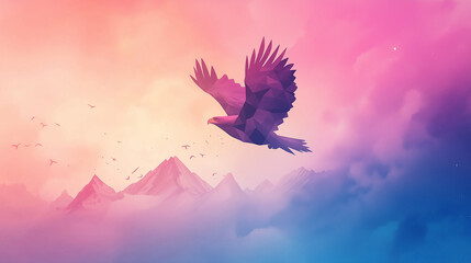 Fototapeta premium Abstract Eagle Soaring in a vibrant sky
