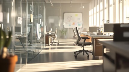 Empty Office Interior with Sunlight