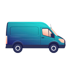Stylish delivery van in modern design, perfect for transportation and logistics themes. Ideal for commercial and business use, transparent background.