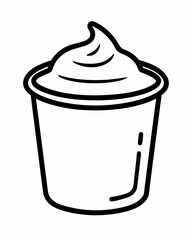 Hand drawn yogurt or sour cream container doodle line icon. Simple cartoon drawing, vector clip art illustration.