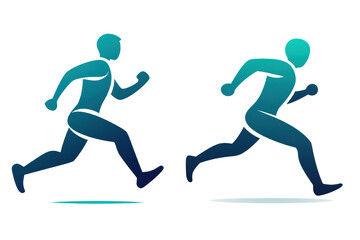 Dynamic illustration of two abstract figures running, showcasing movement and energy, perfect for fitness and sports themes, transparent background.