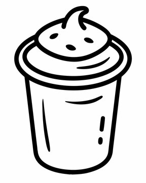 recommend clip art: Hand drawn yogurt or sour cream container doodle line icon. Simple cartoon drawing, vector clip art illustration.
