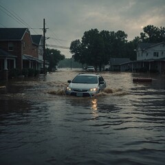 Floodwaters engulf city streets causing widespread damage and leaving vehicles and homes under water