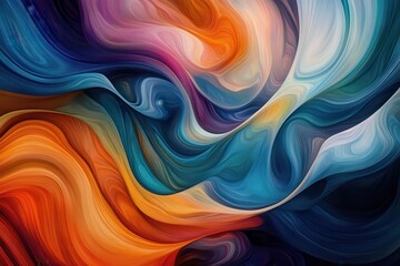 Abstract Swirling Colors in Blue, Orange, and Purple