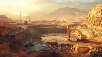 Fototapeta premium Excavators at work.