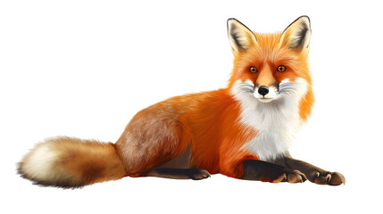 Obraz premium sitting red fox looking to the side isolated on white or transparent png
