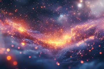 Fototapeta premium Abstract Cosmic Landscape with Glowing Stars and Nebulae