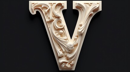 Fototapeta premium A bold letter V set against a smooth, solid color background