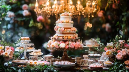 Floral Wedding Cake Table.