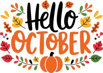 Hello October Design Vector Illustration © MdAl
