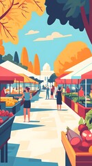 Colorful Street Food Market in a Vibrant Setting