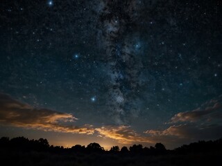 Beautiful starry night sky filled with bright stars and wispy clouds.