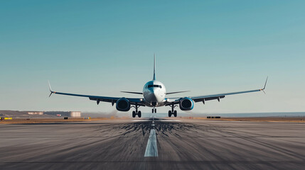 Airplane Landing on a Runway in Clear Weather