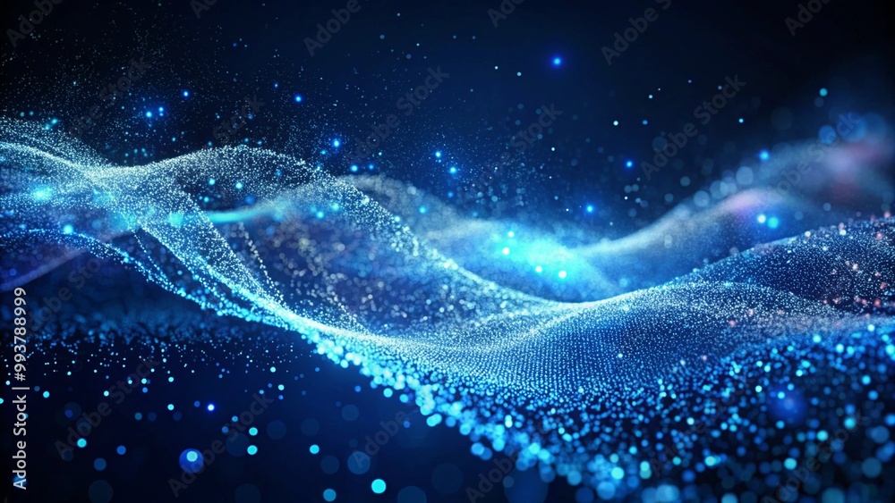 Poster abstract blue tech background with digital waves background. network systems with artificial neural 