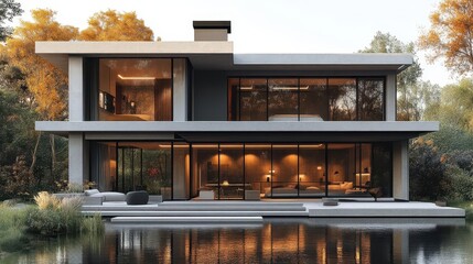 modern house exemplifying contemporary architecture with clean lines and open spaces harmonizing efficiency and elegance in a stylish residential environment