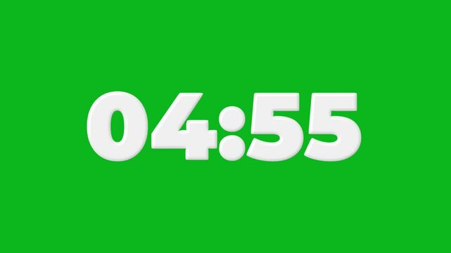 5 Minute Digital Negative Countdown. Five Minute Digital Timer.