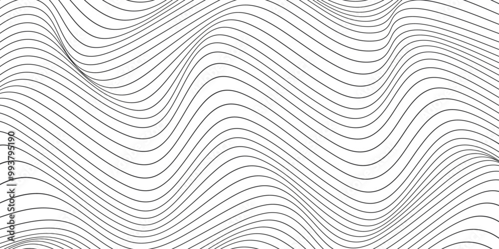 Aufkleber Abstract horizontal background with dynamic linear waves. Trendy vector illustration in style retro 60s, 70s. White and black colors